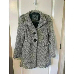 Last Kiss Black & White Houndstooth Women's Jacket Size M large buttons pockets